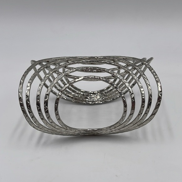 Textured Wired Design Metal Cuff Silver Bracelet – Bold & Modern Look - Picture 2 of 9